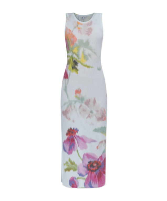 Loewe Ribbed Floral-print Silk And Cotton-blend Jersey Midi Dress In Multi