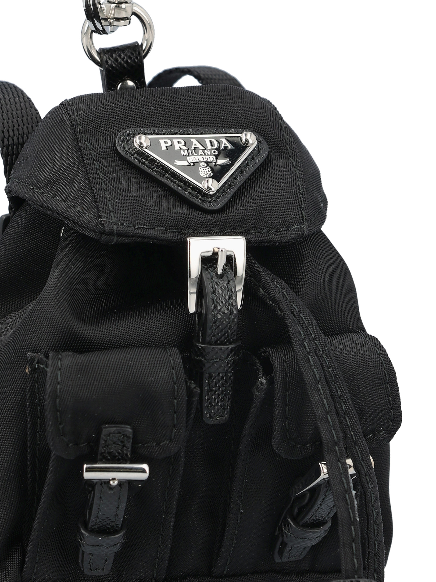 Prada Mini Icon Keyring In Black