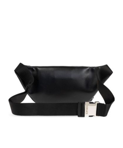 VERSACE LOGO-LETTERING LEATHER BELT BAG