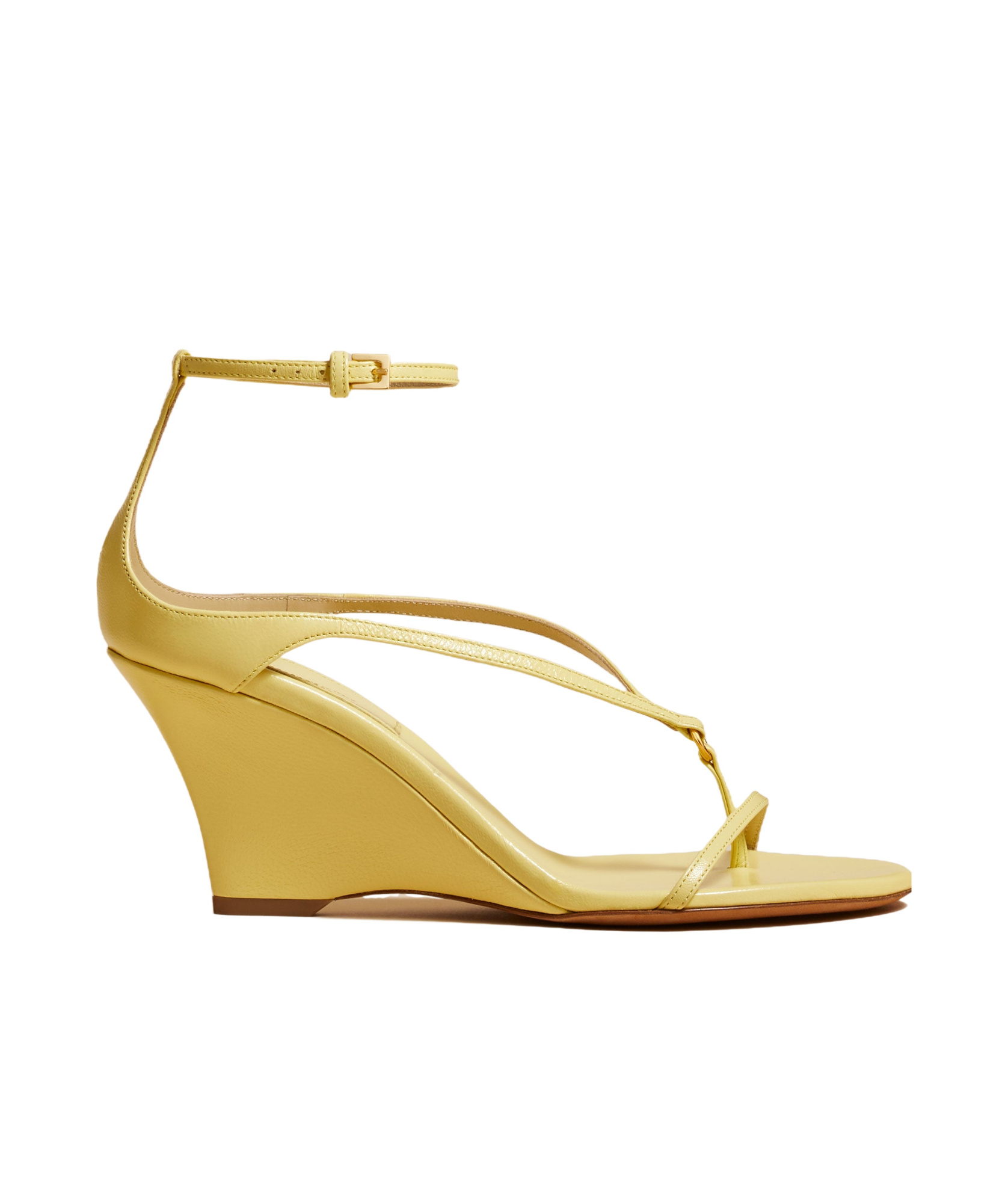 Khaite Marion Leather Wedge Sandals In Yellow