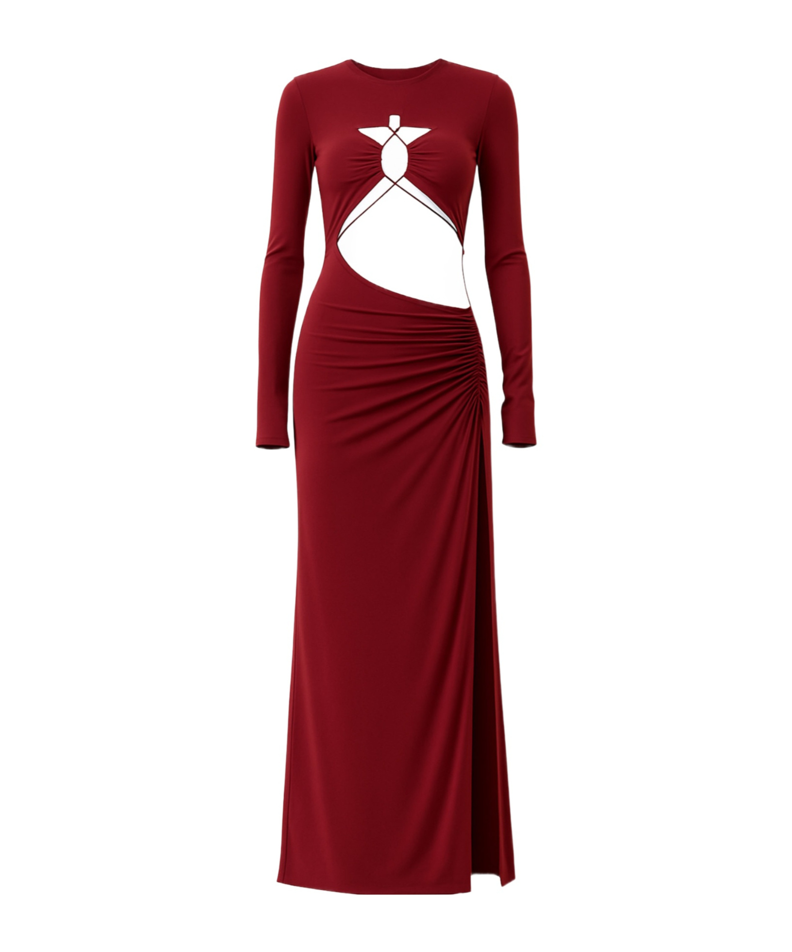 Amazuìn Maggie Cutout Ruched Dress In Red