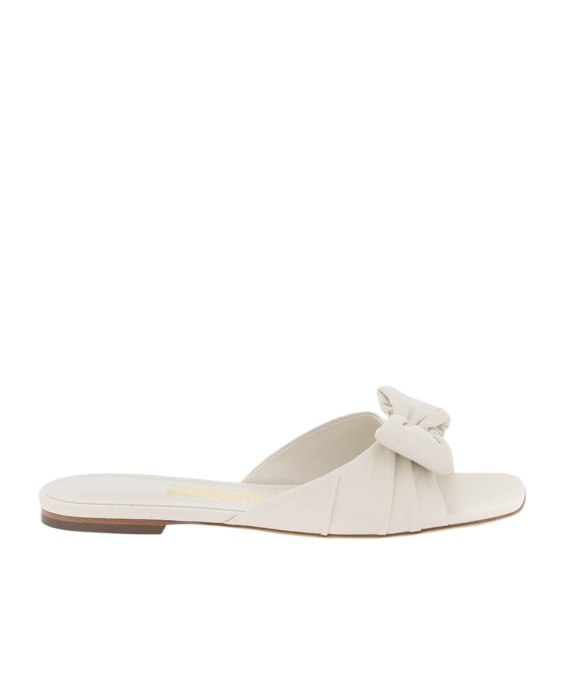 Ferragamo Lylas Nappa Leather Flat Sandals In White