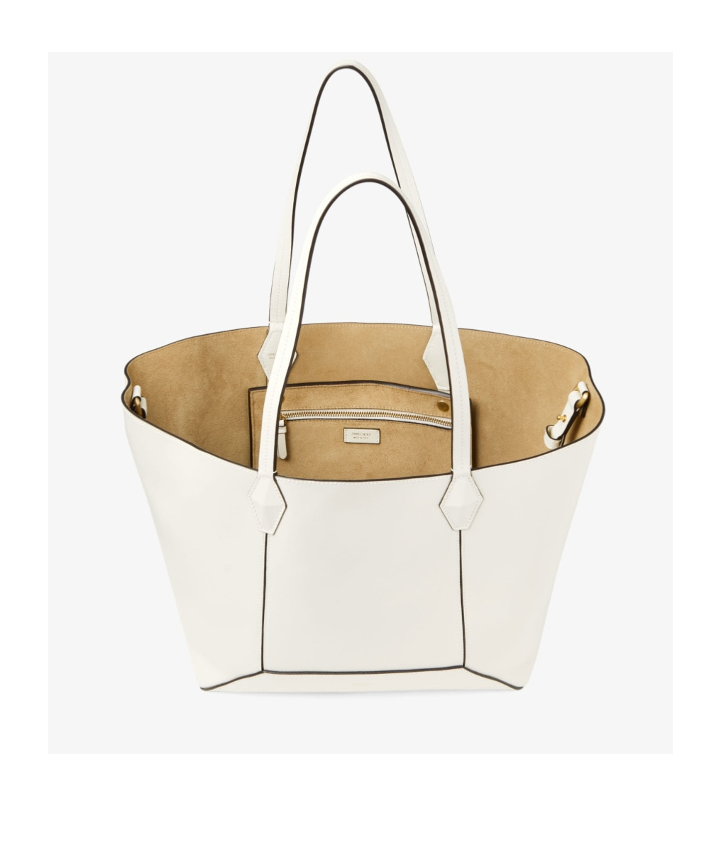 Jimmy Choo Medium Diamond Tote Bag In Calf Leather In White