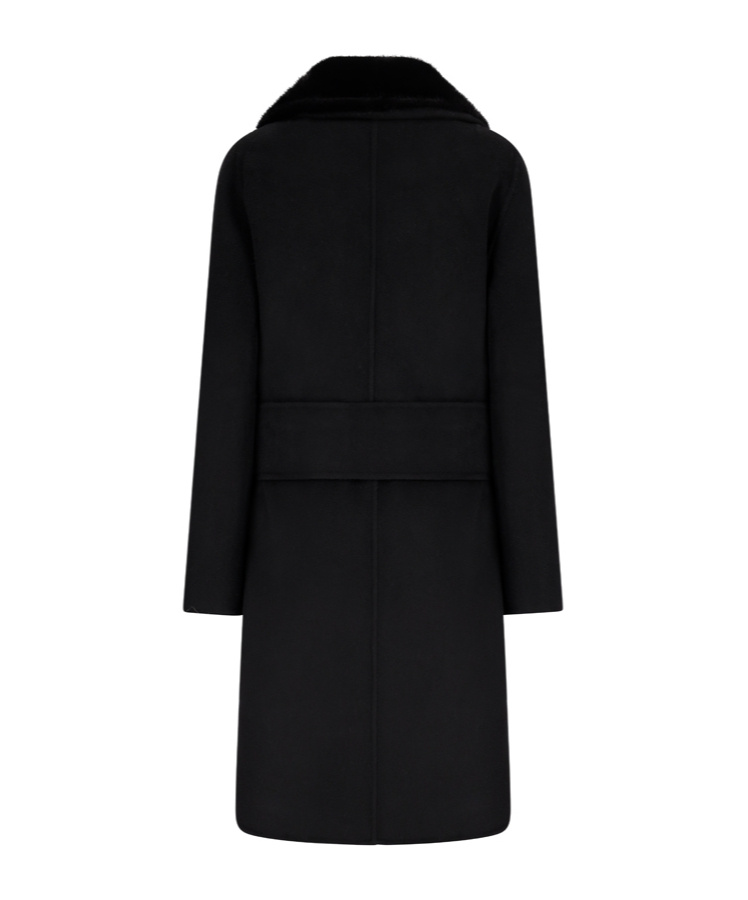 Yves Salomon Long Sleeve Coat In Black