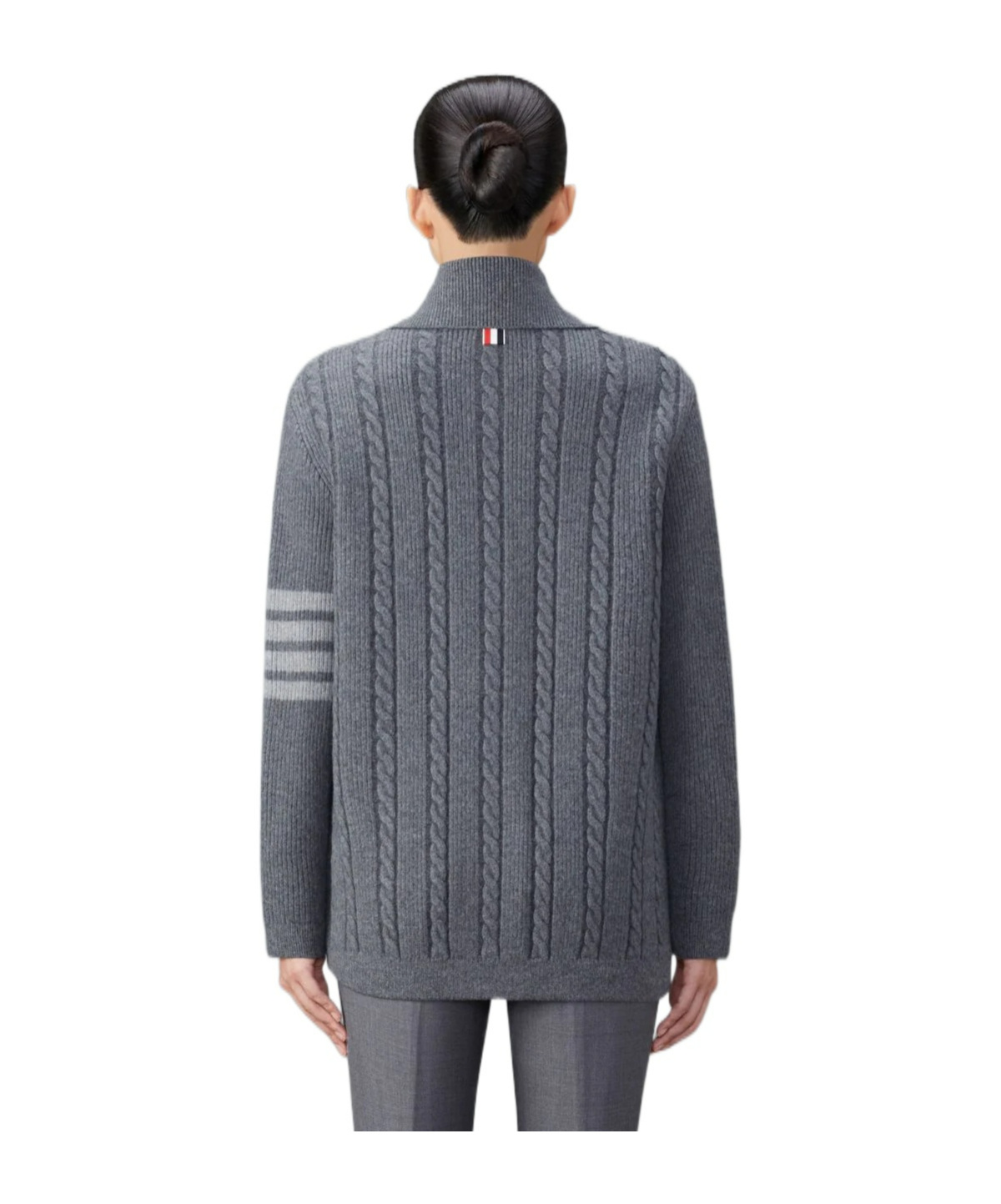 Thom Browne Cable-knit Bomber Jacket In Gray