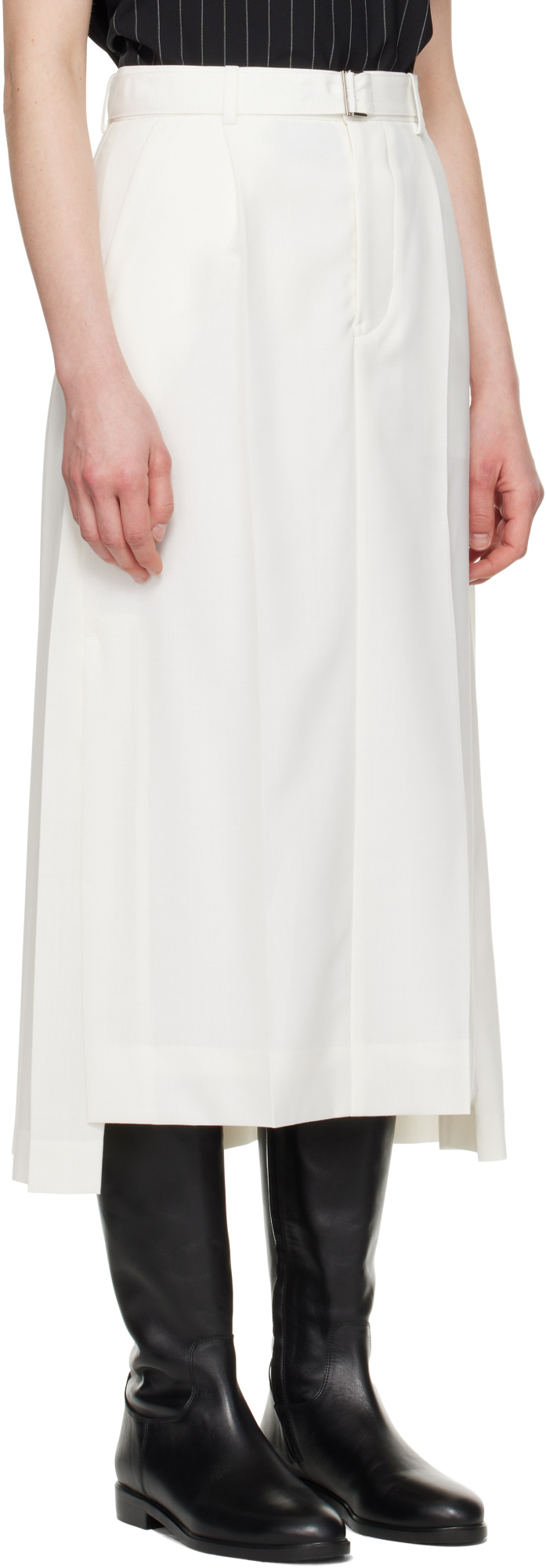 Sacai Off-white Suiting Midi Skirt In White