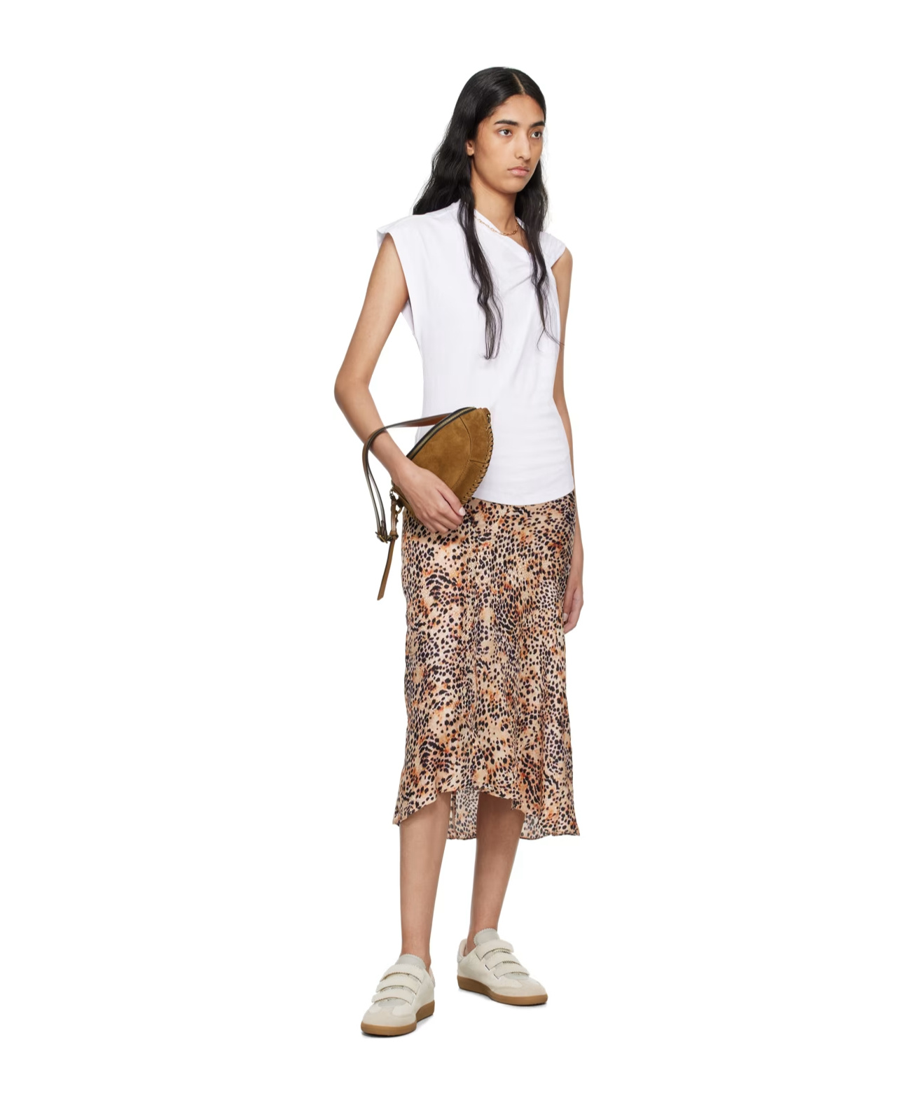 ISABEL MARANT ANIMAL-PRINT HIGH-LOW MIDI SKIRT
