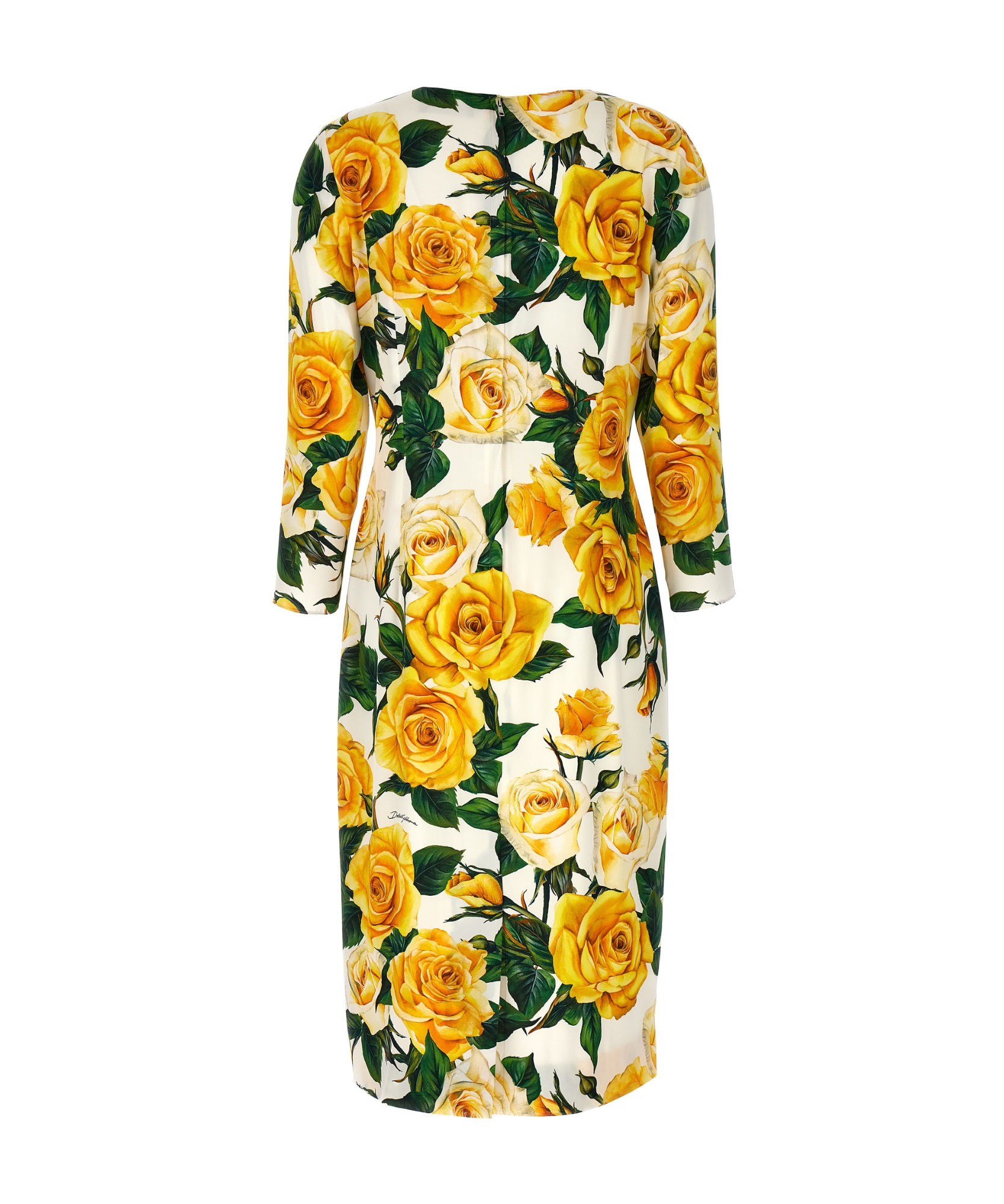Shop Dolce & Gabbana Floral-print Silk-blend Dress In Multicolor