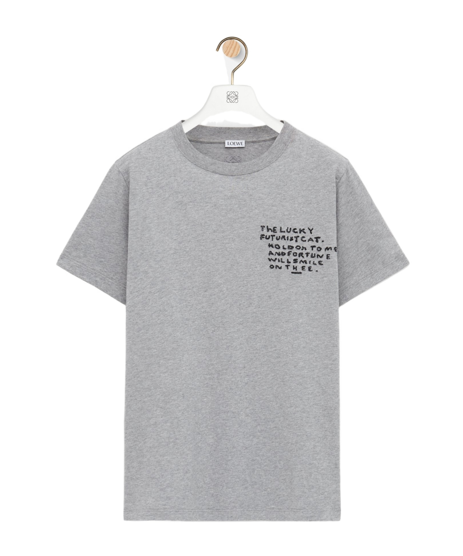 Loewe Futurist Cat Embroidered Short-sleeved T-shirt In Gray
