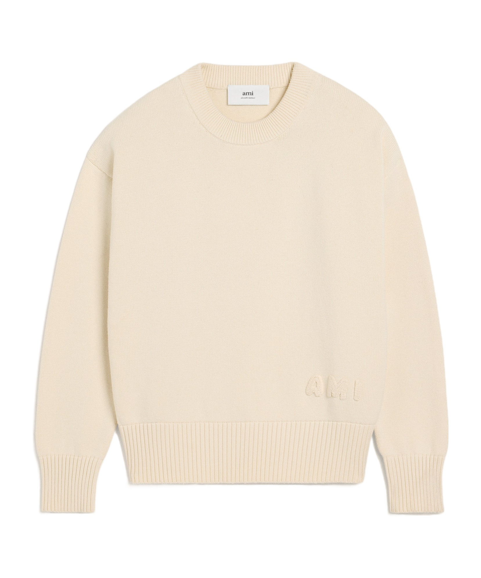 Shop Ami Alexandre Mattiussi Ami Logo Embroidered Crewneck Jumper In Nude