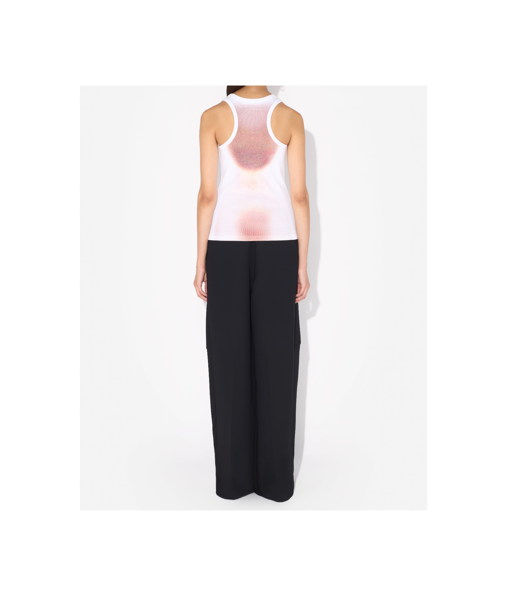 Jean Paul Gaultier Sheer Mesh Top Featuring Graphic Print In White