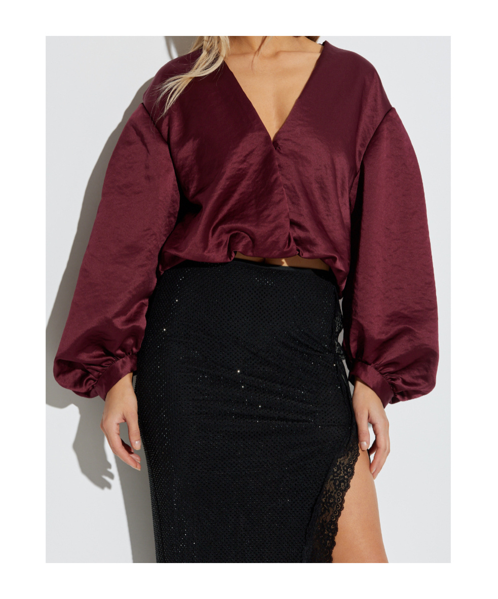 Forte Forte V-neck Top In Burgundy