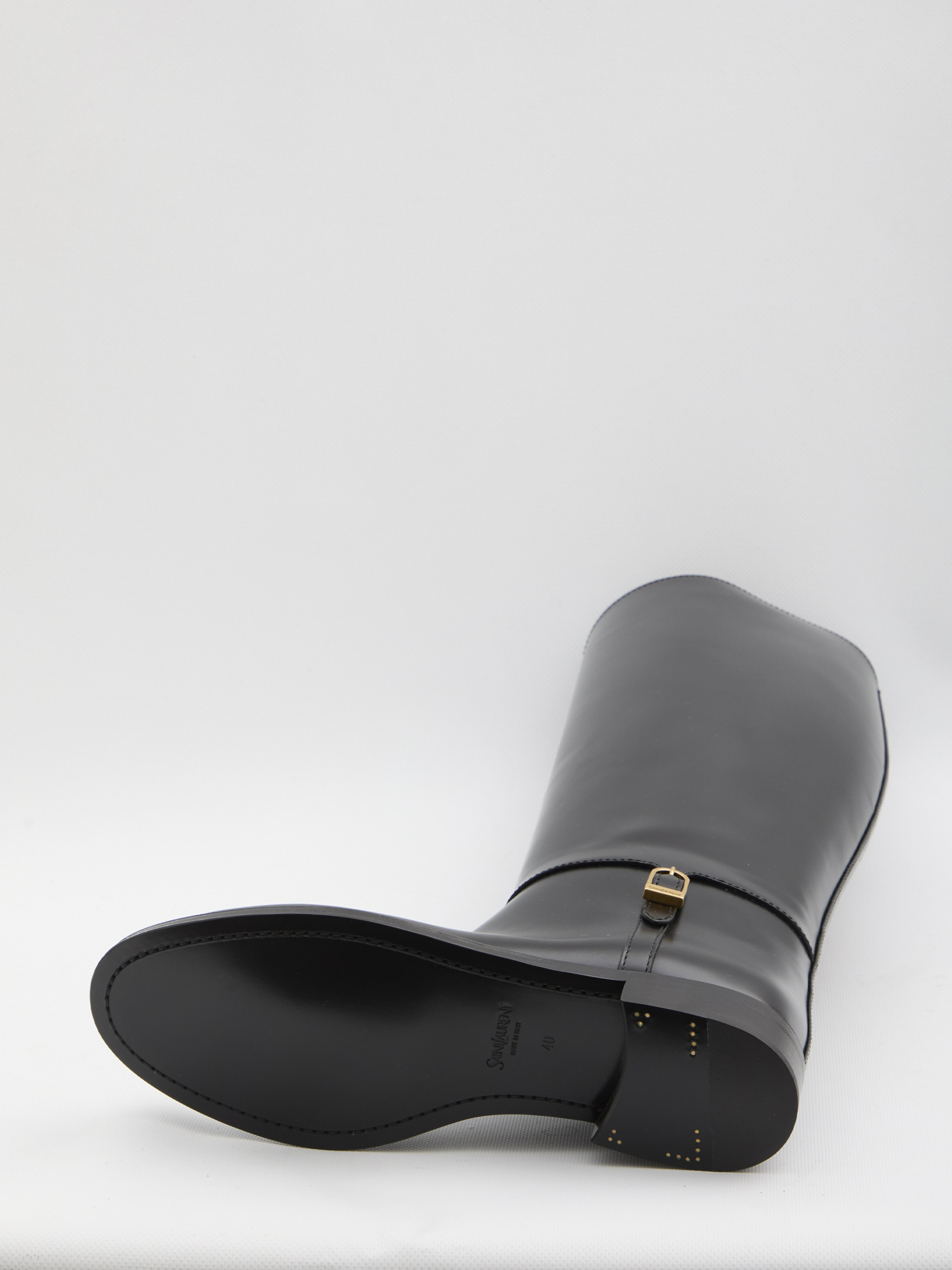 Saint Laurent Julia Calf-leather Buckle Boots In Black