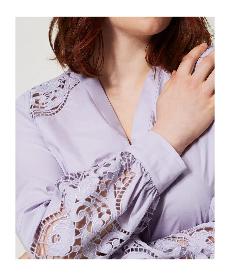Twinset Broderie-anglaise Shirt In Purple