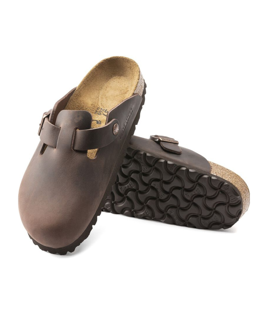 Birkenstock Boston Oiled Sabot In Habana Leather In Brown