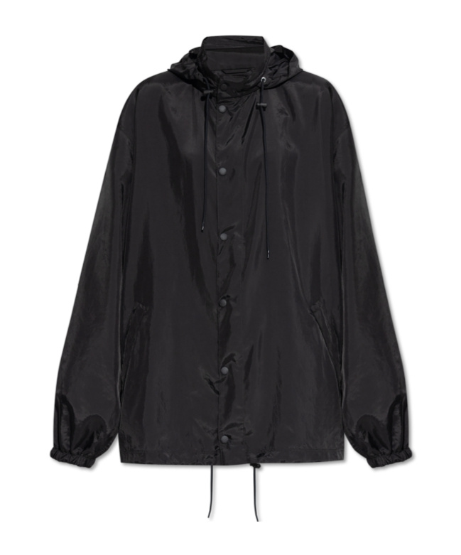 Balenciaga Black Oversize Jacket With Hood In Black