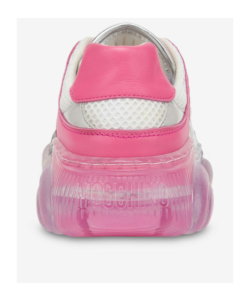 Moschino Transparent-sole Mesh Sneakers In White