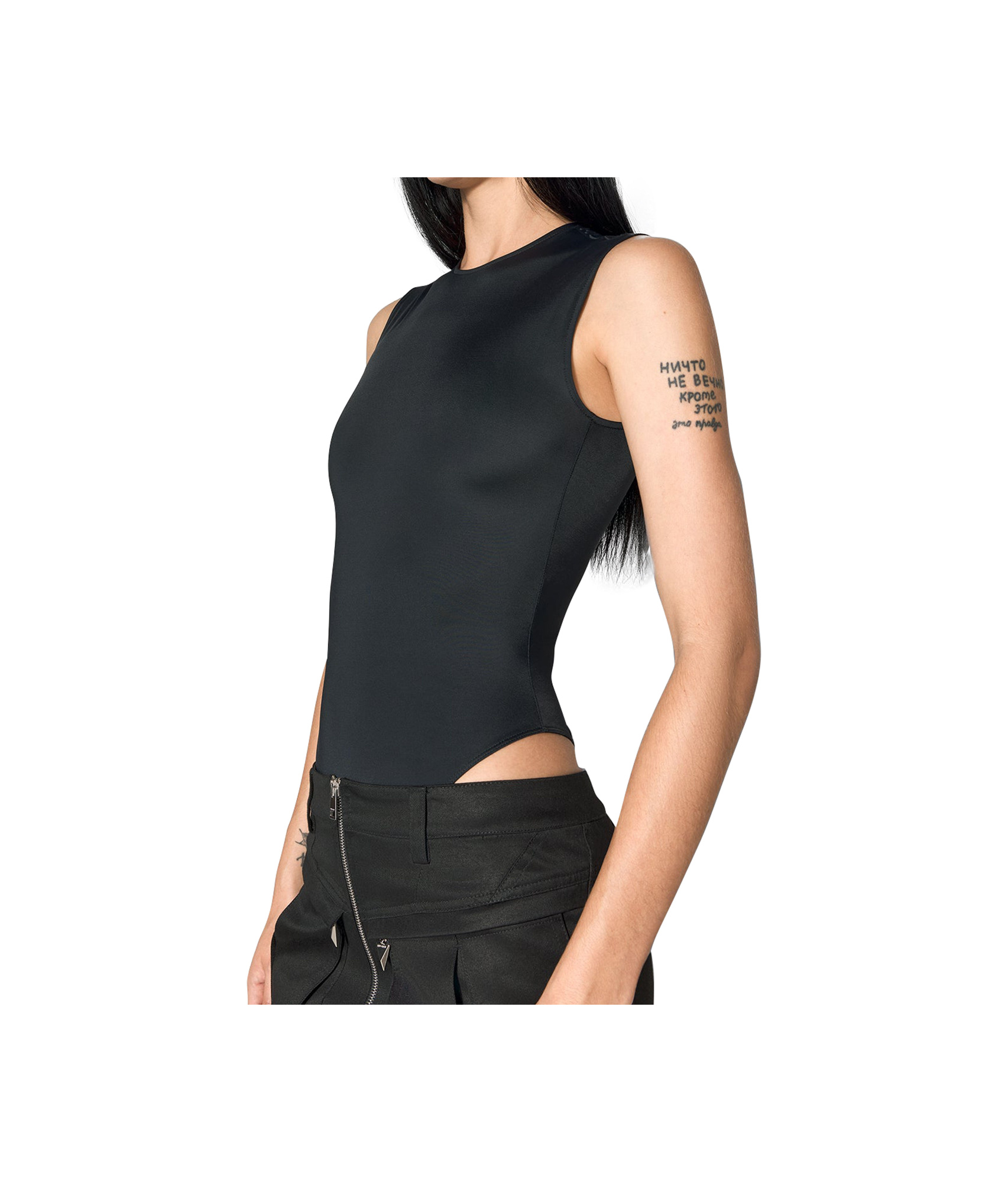 Mugler Round-neck Sleeveless Jumpsuit In Black