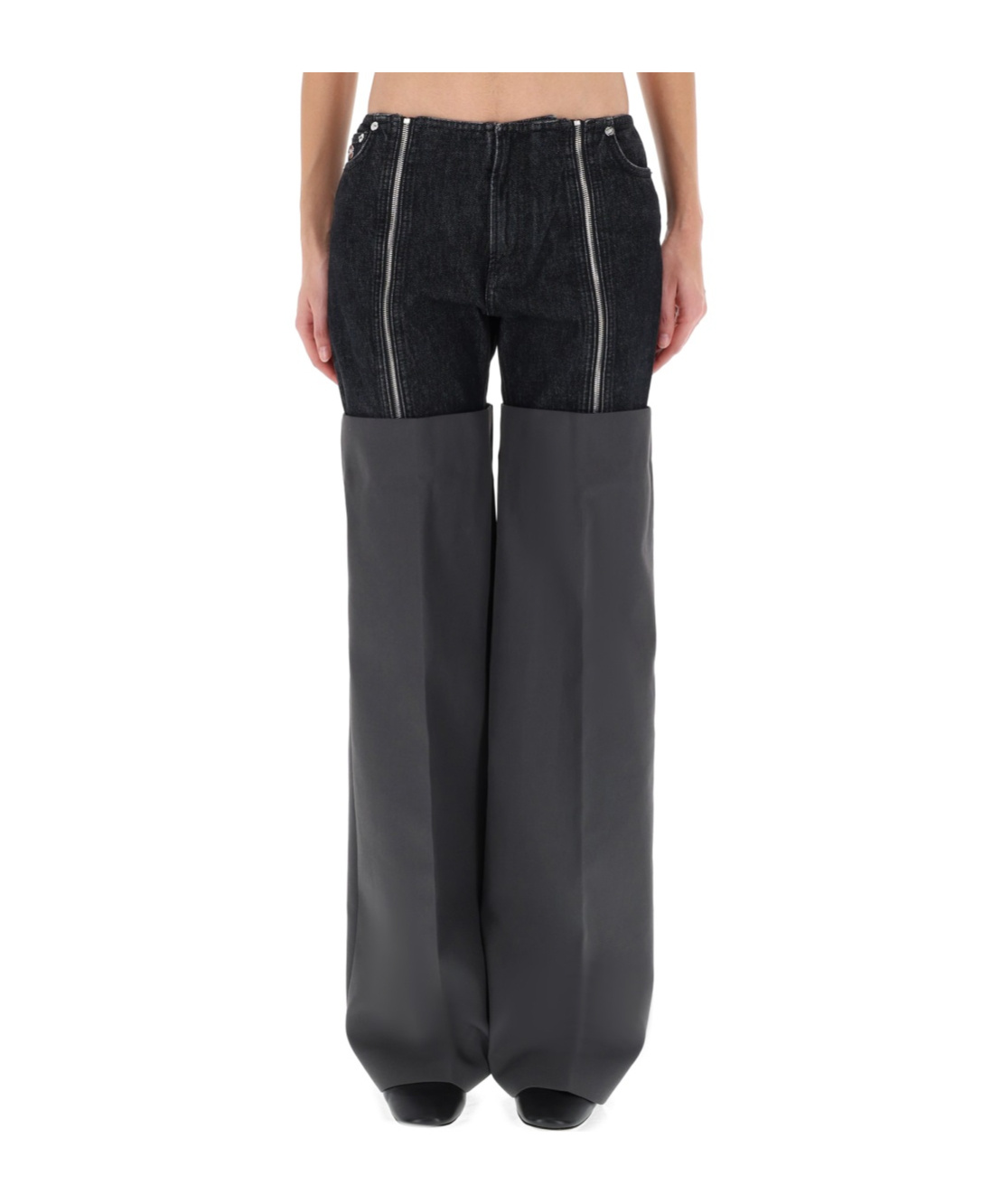 Jean Paul Gaultier Wide Leg Trousers Contrast Panels In Black