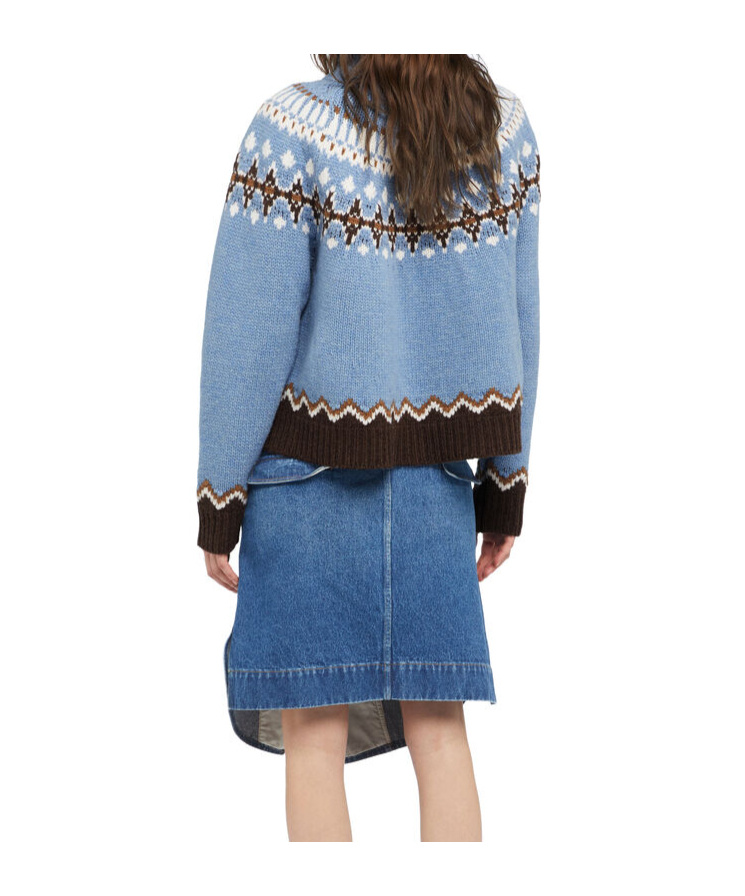 Alanui Winter Turtleneck Knitwear Fair Isle Pattern In Blue