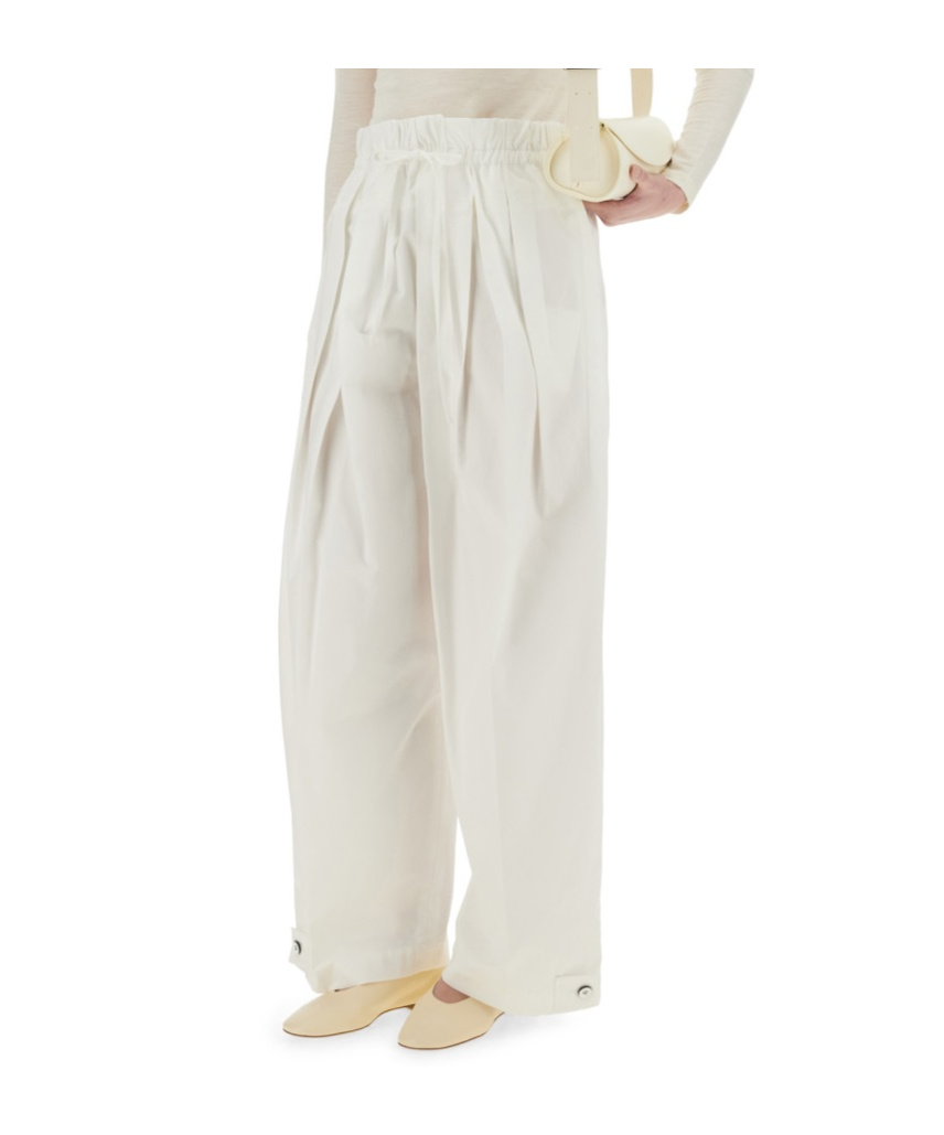 Jil Sander Elasticated Waistband Pleated Trousers In White