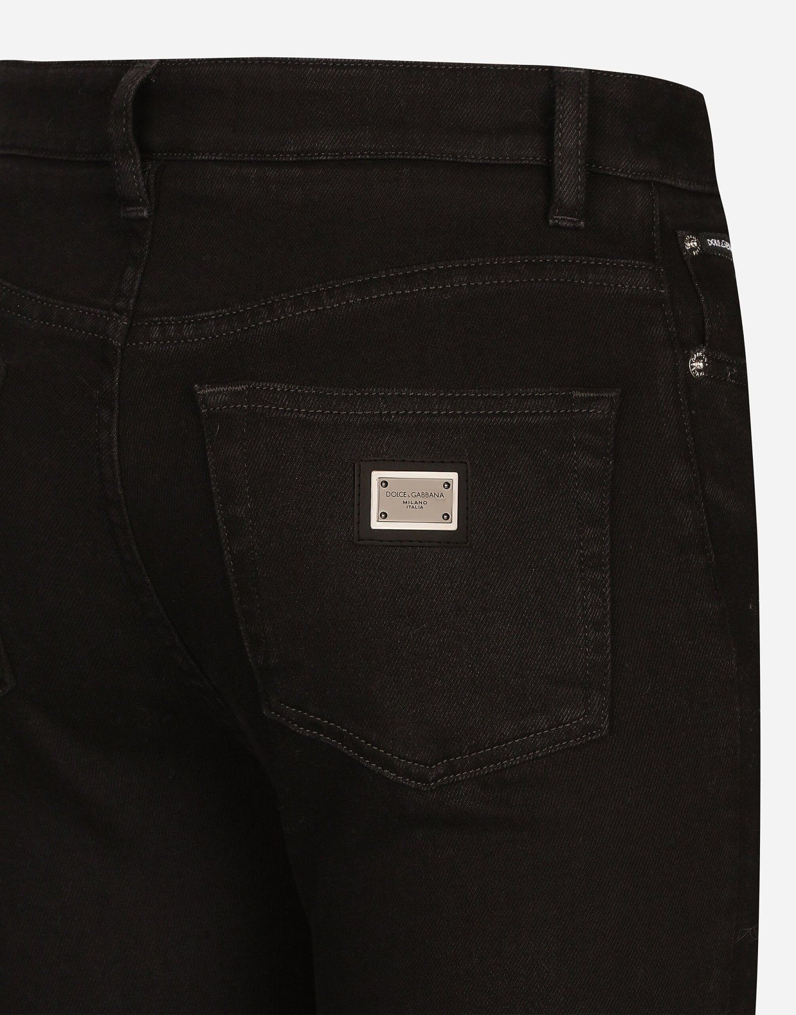 Dolce & Gabbana Logo Denim Pants In Black