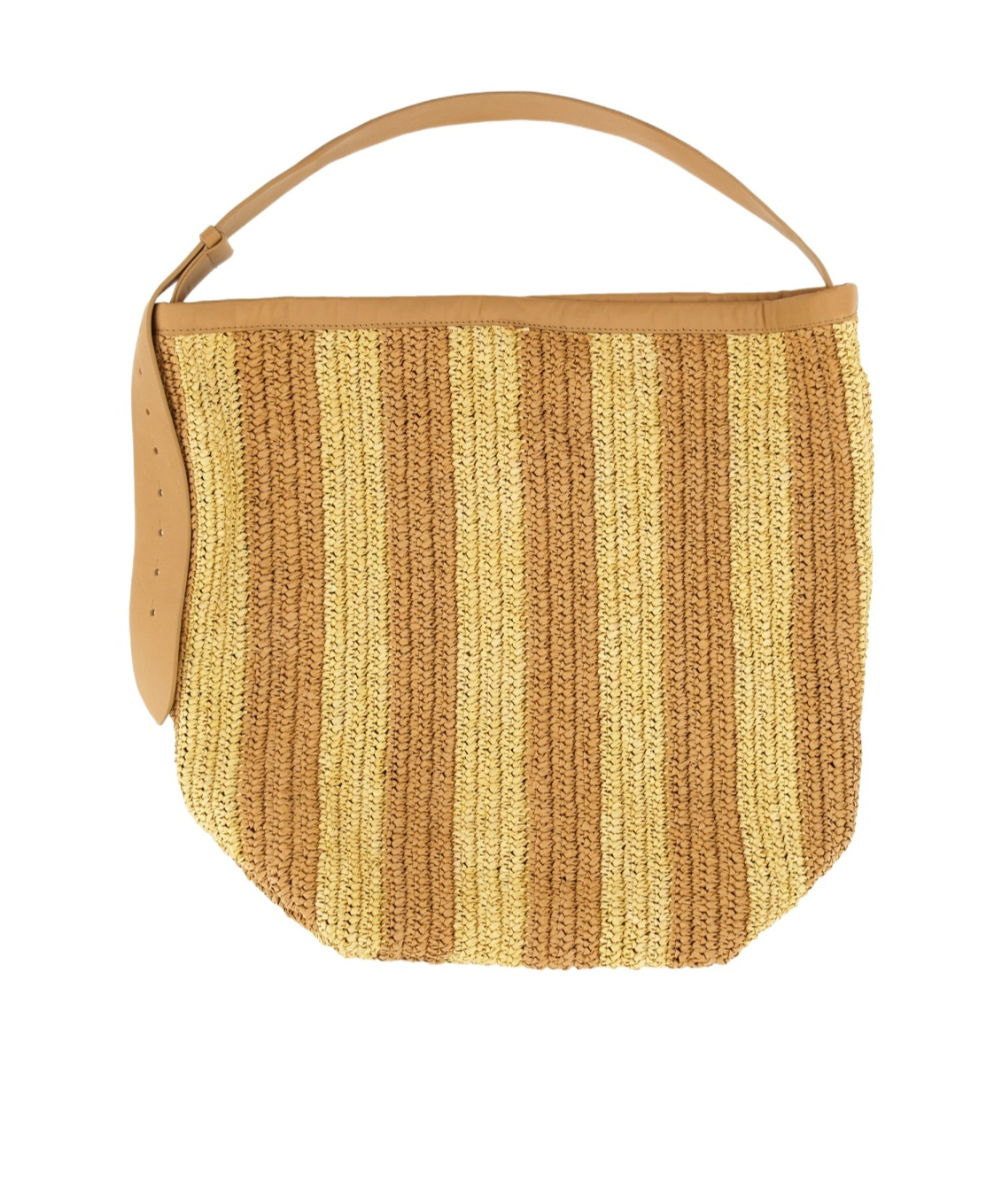 Alysi Textured Straw Bag With Leather Handle In Brown