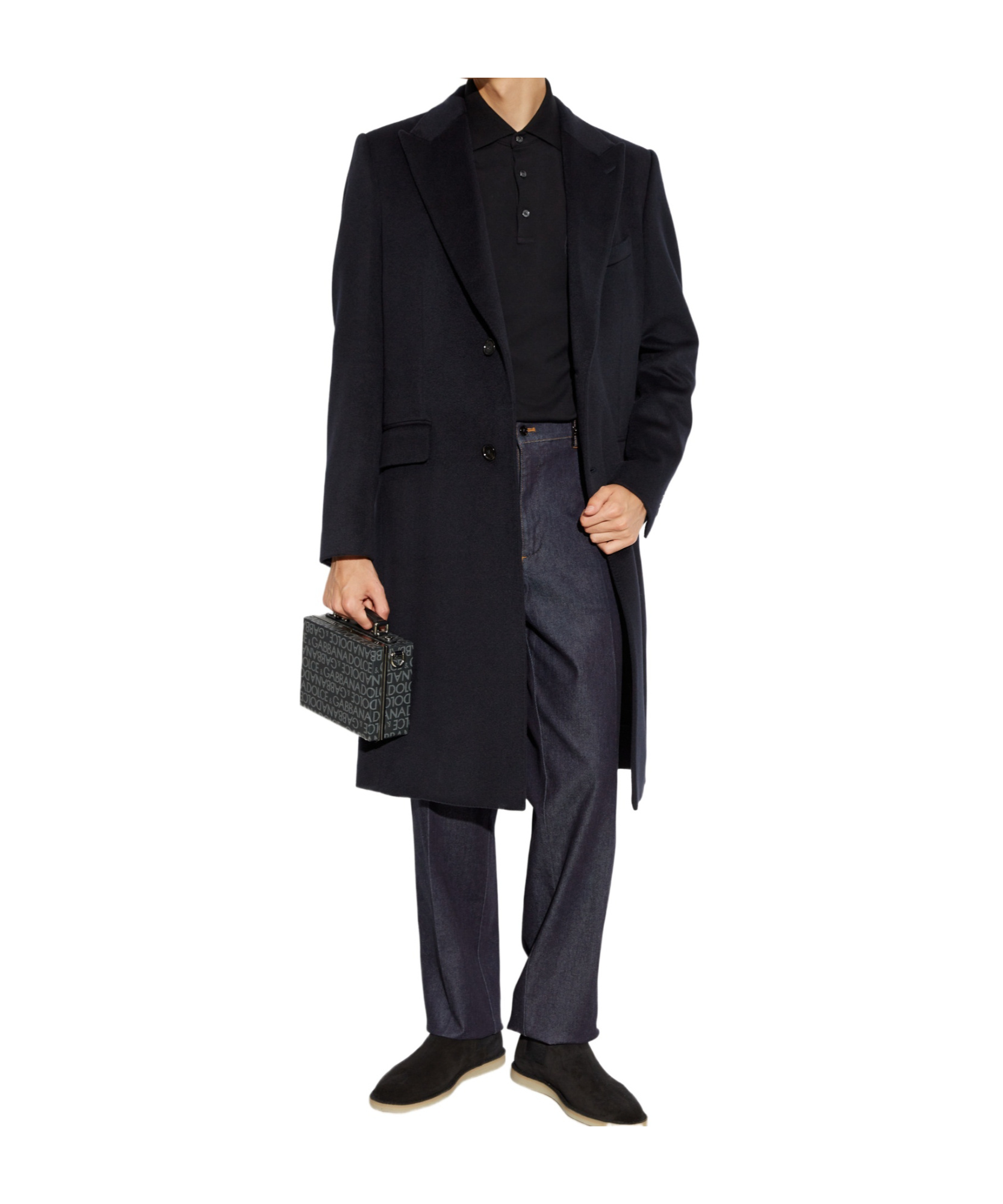 Dolce & Gabbana Lapel Collar Single-breasted Wool Coat In Black