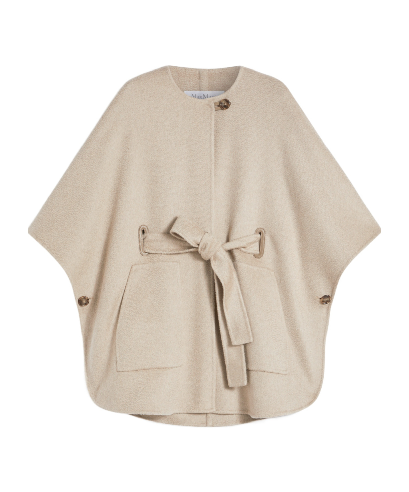 Max Mara Cashmere Cape With Belt In Neutral