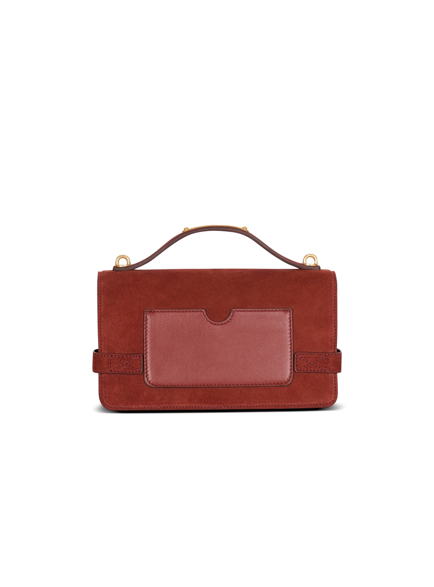 Balmain B-buzz Shoulder 24 Bag In Suede In Red