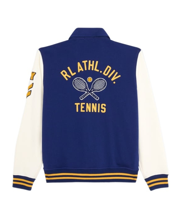 Polo Ralph Lauren Blue Fleece Varsity Jacket In Blue