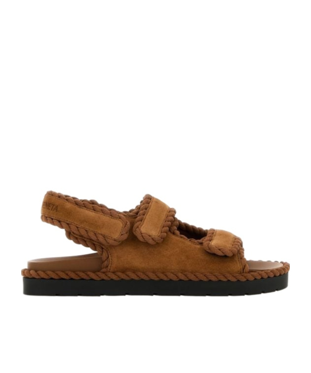 Bottega Veneta Jack Sandals With Braided Detailing And Flat Sole In Brown