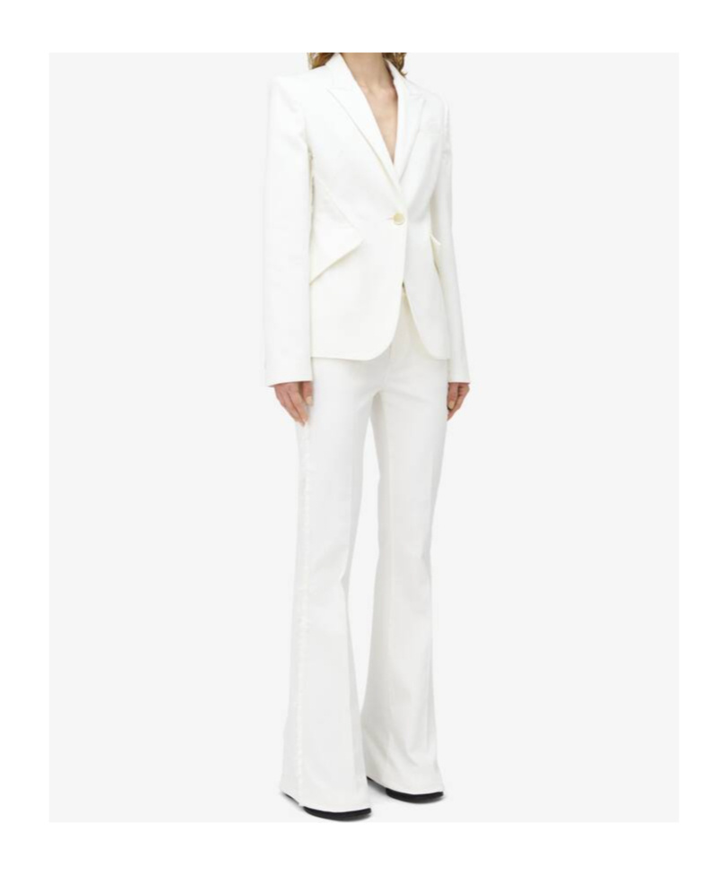 Alexander Mcqueen Women's Single-breasted Denim Jacket In Optical White