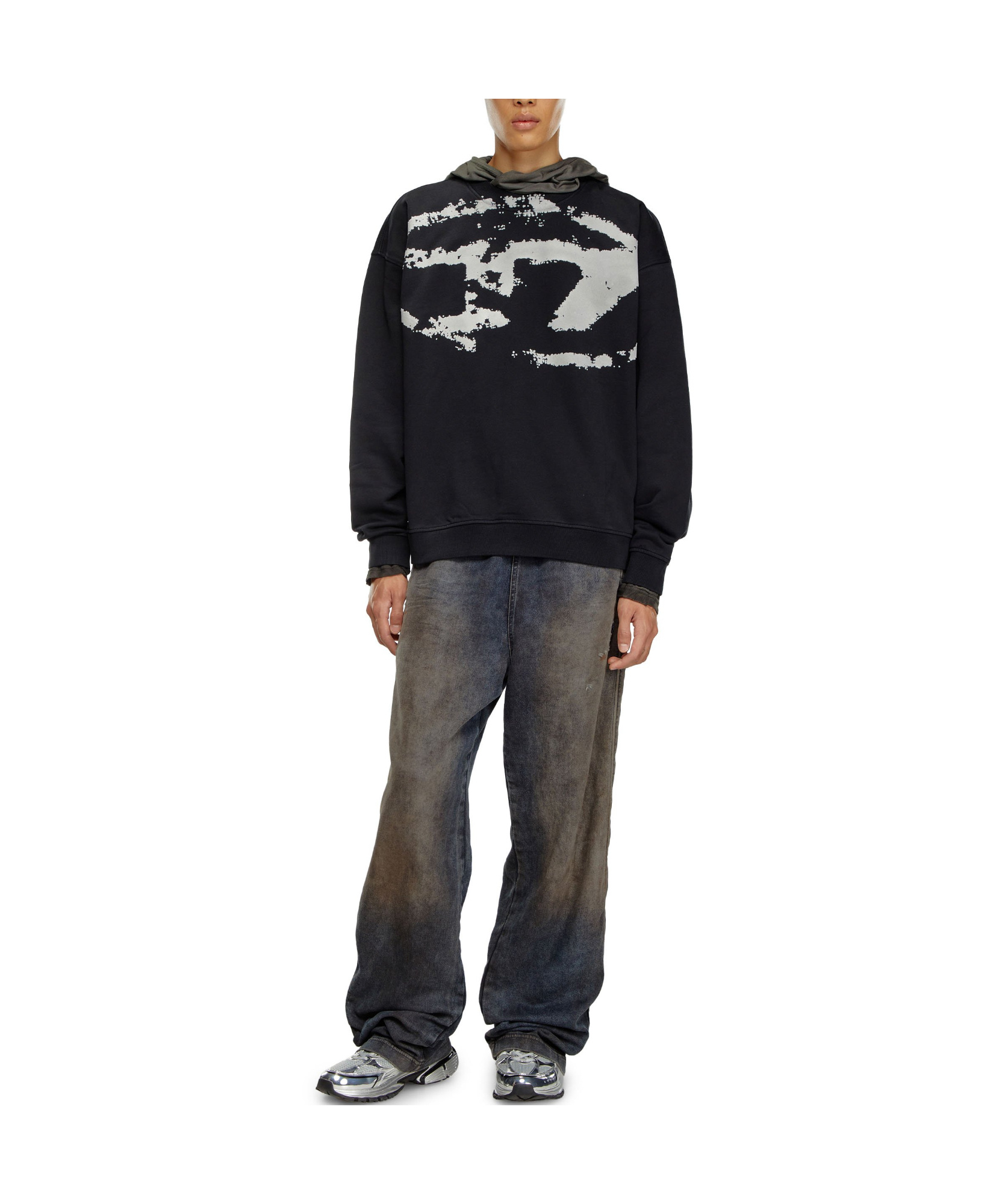 Diesel Fleece Sweatshirt With F In Black