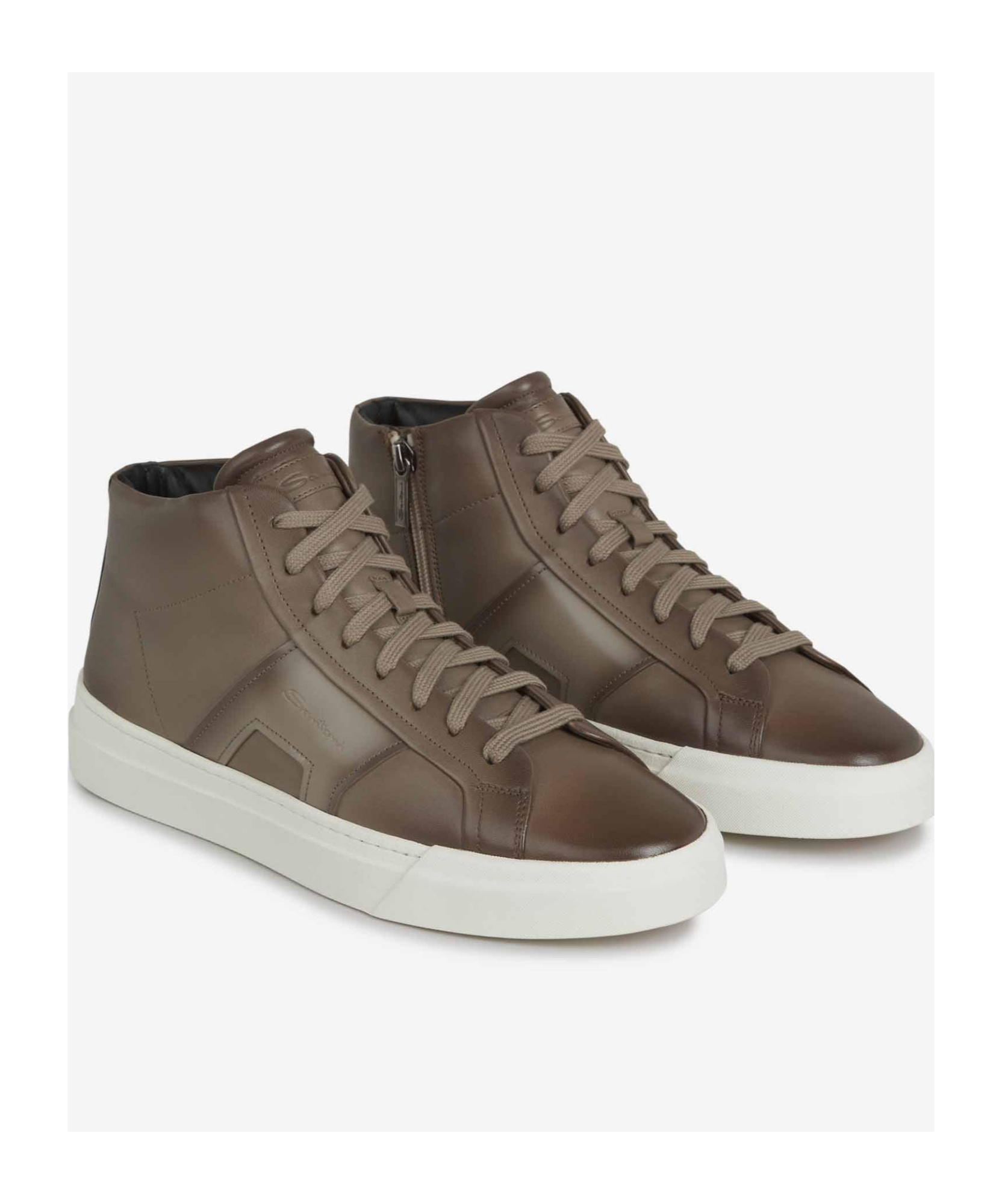 Santoni Logo-print High-top Sneakers In Brown