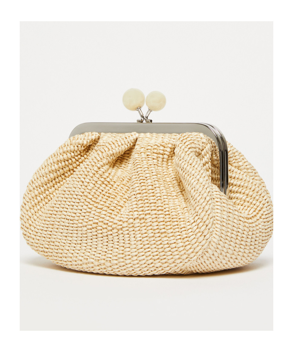 Weekend Max Mara Small Raffia-effect Pasticcino Bag In Nude