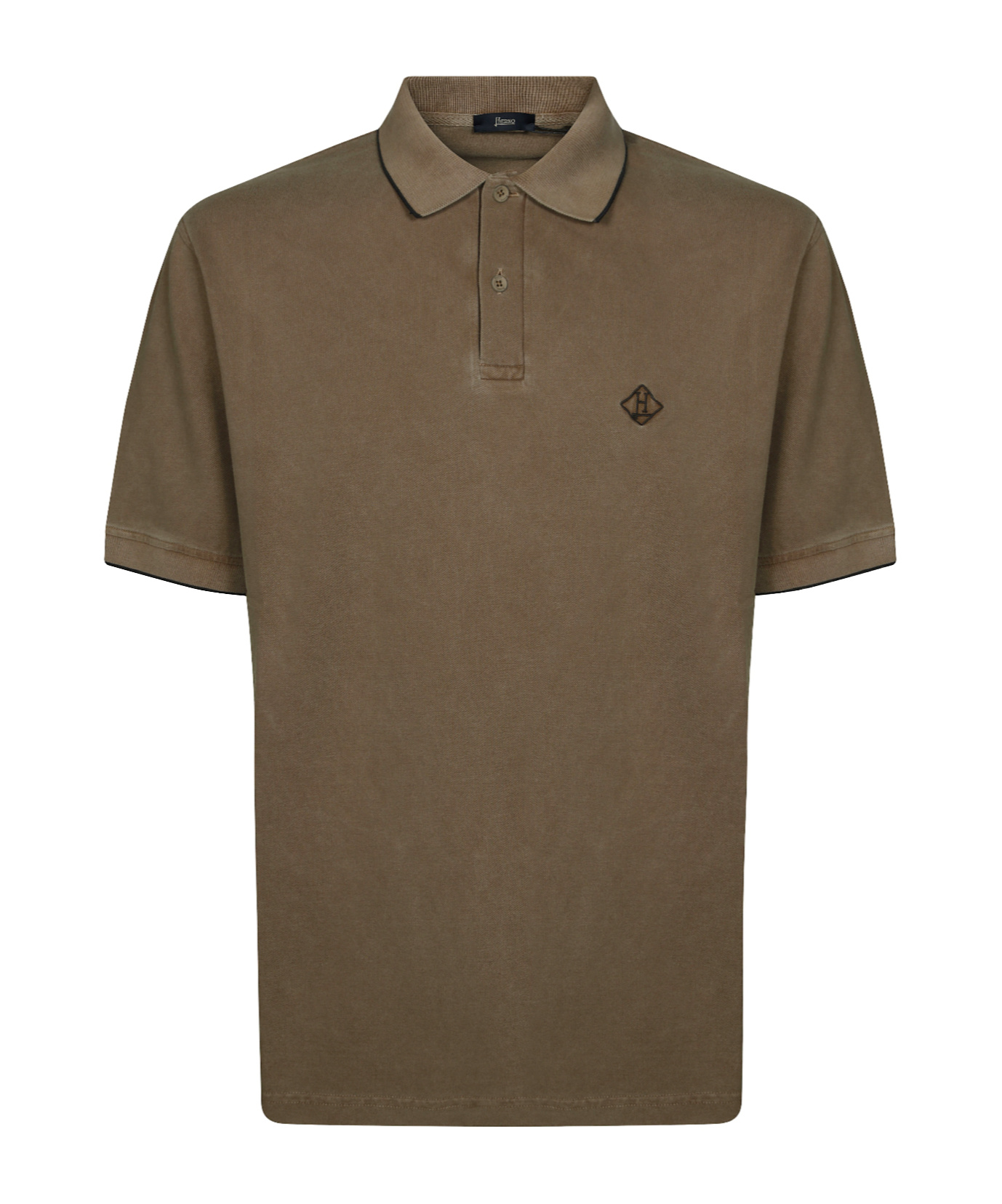 Herno Polo Shirt With Piquet Collar And Short Sleeves In Green
