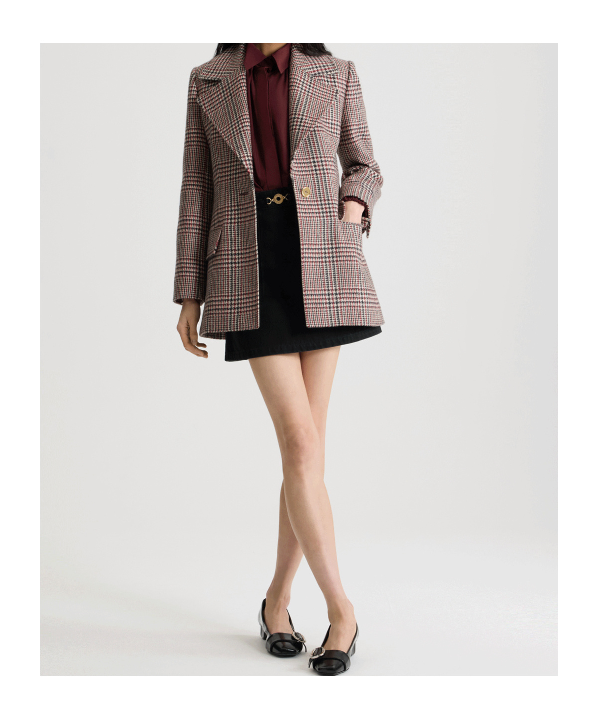 Patou Checked Belted Blazer In Multi