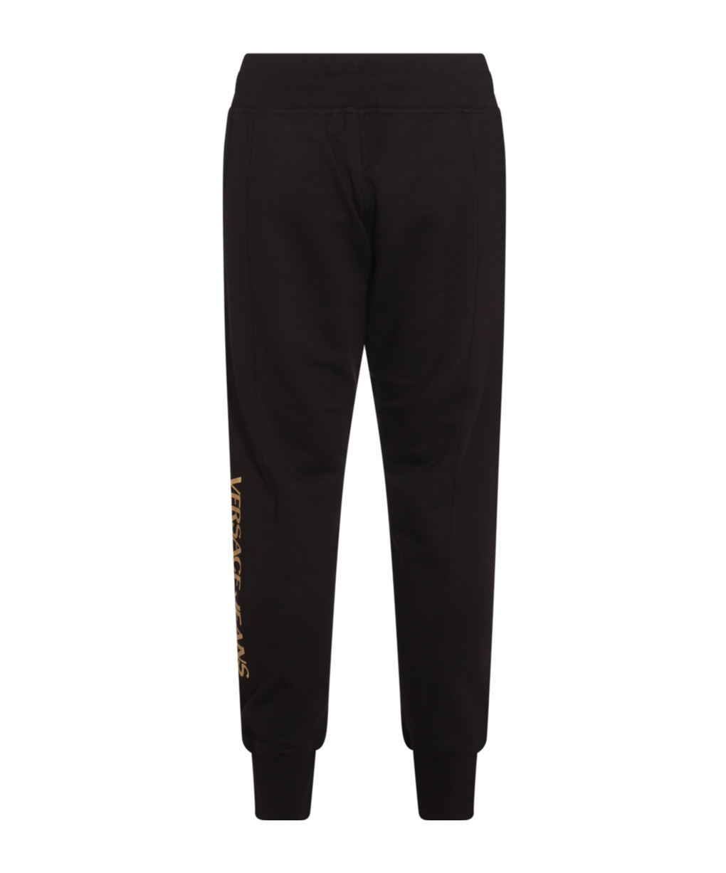 Versace Jeans Logo-print Cotton Track Pants In Black