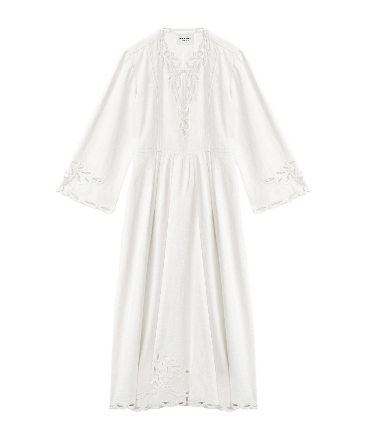 Isabel Marant Étoile Tianny Pleated Broderie Anglaise Cotton Midi Dress In White