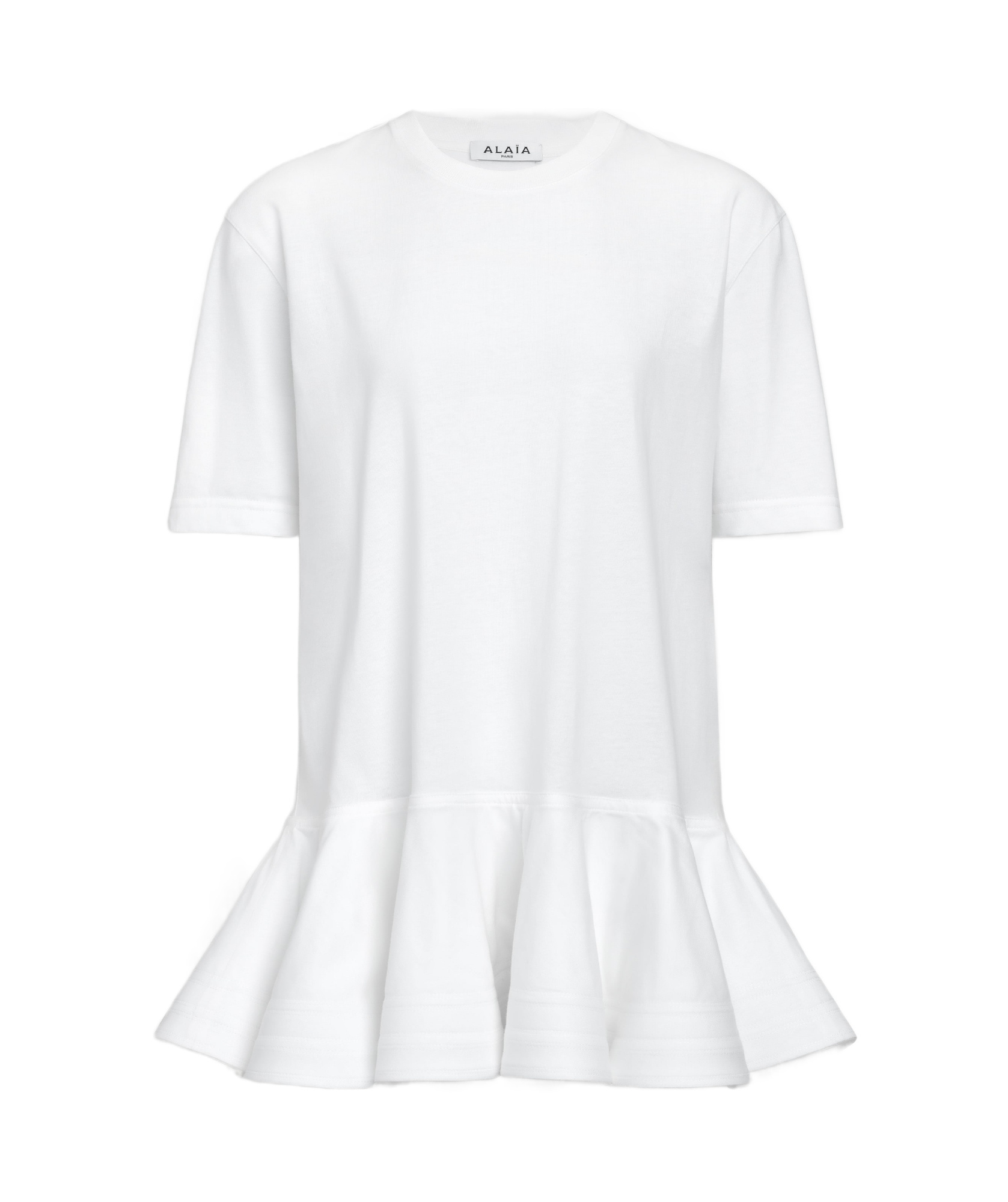 Alaïa Peplum T-shirt With Draped Hem Detail In White