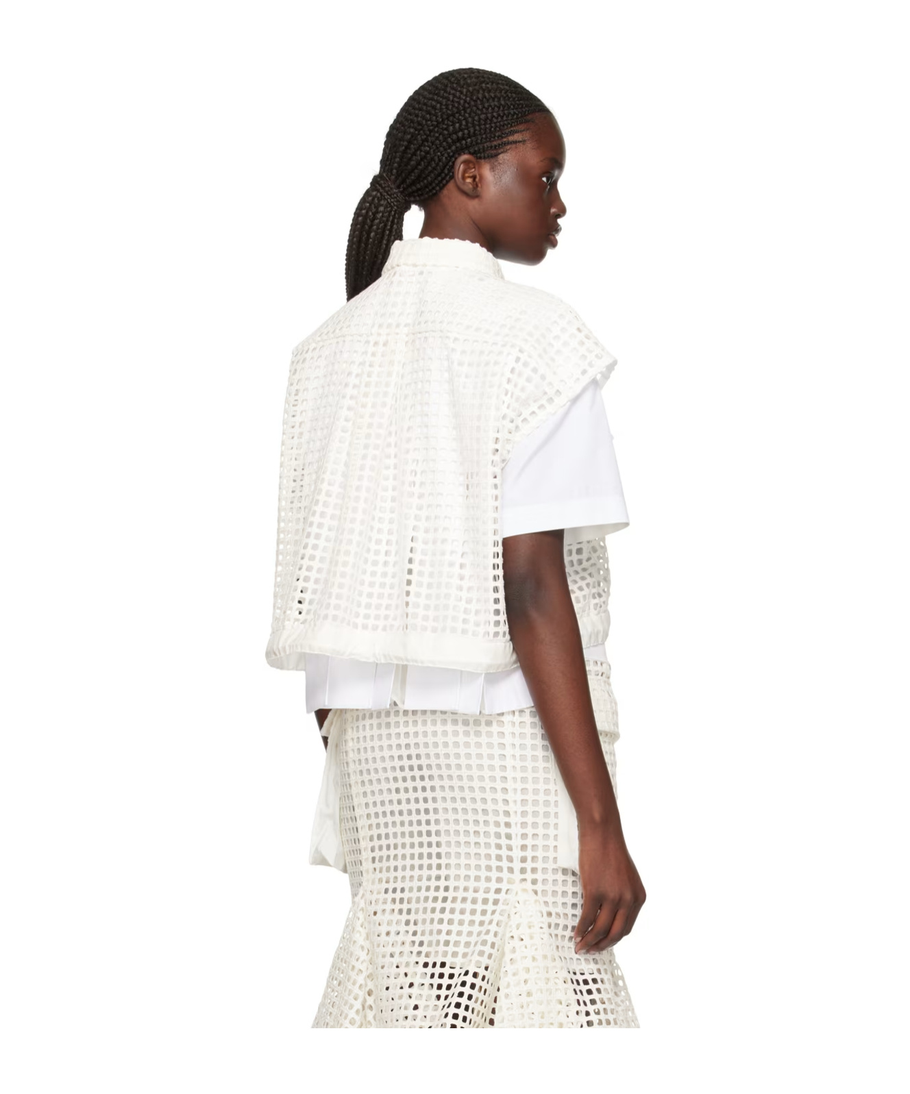 Sacai Off-white Sheer Shirt In White