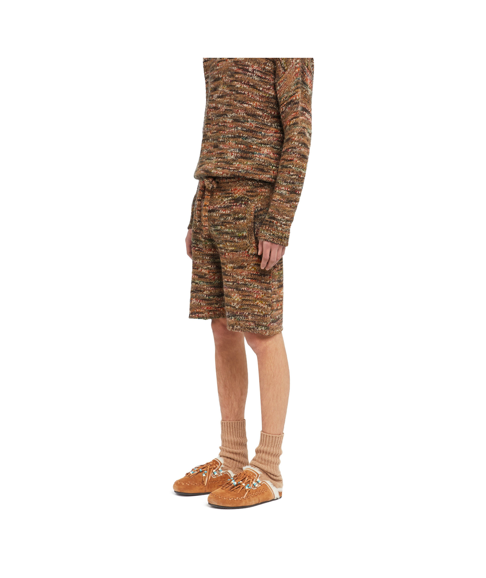 Alanui Multicolor Wool Blend Grunge Beat Bermuda Shorts In Brown