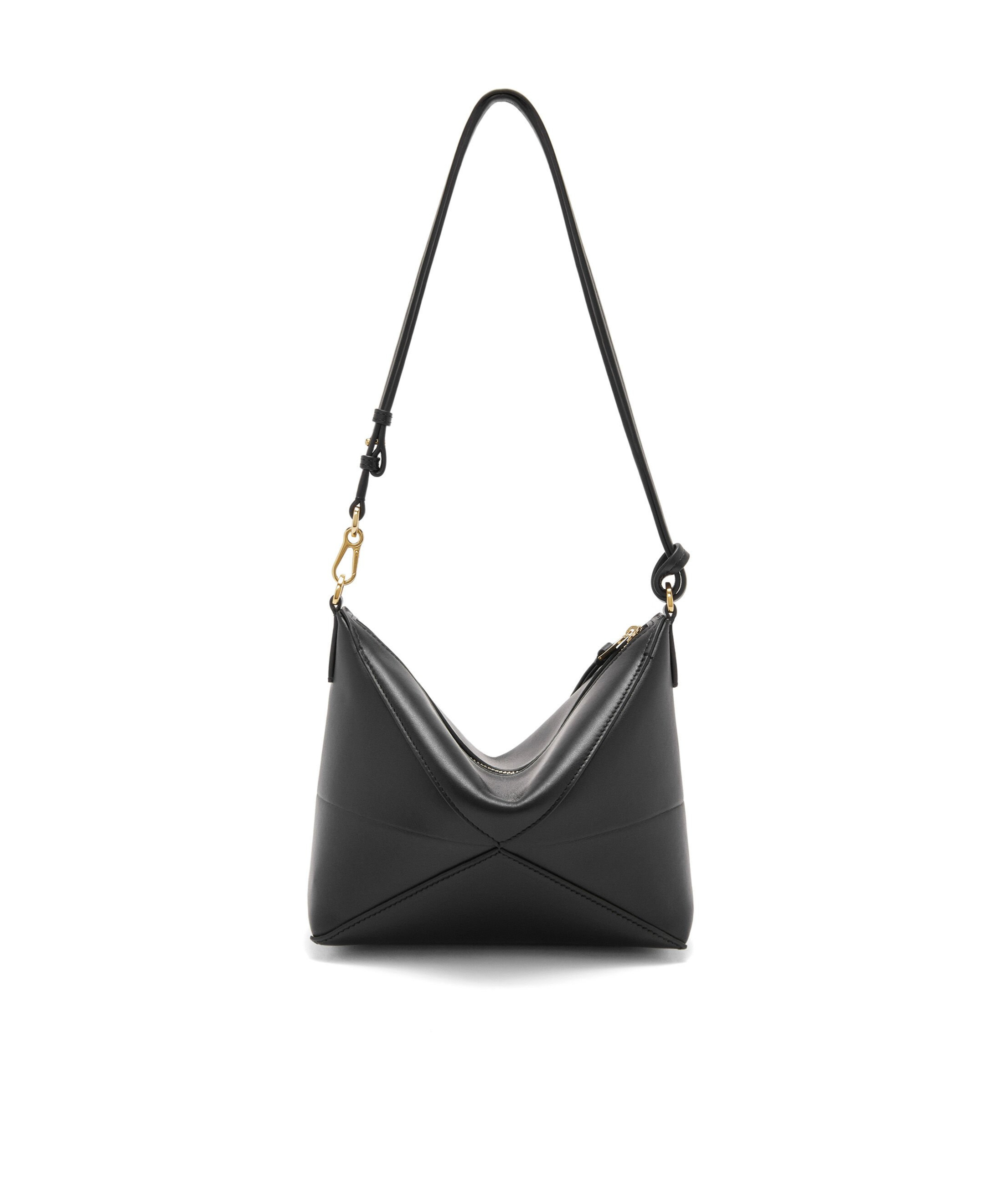 Loewe Puzzle Fold Clutch Bag In Shiny Calfskin In Black