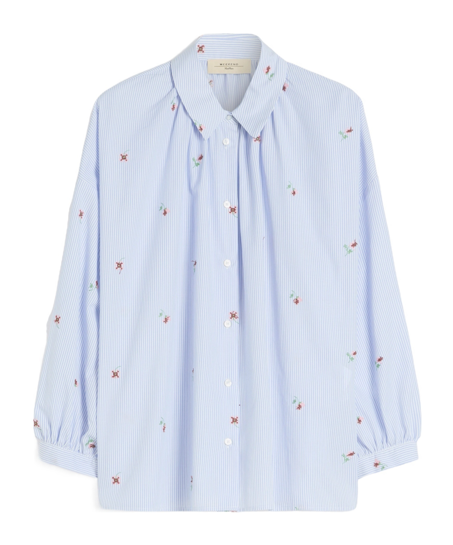 Weekend Max Mara Camicia In Popeline Con Ricami In Blue