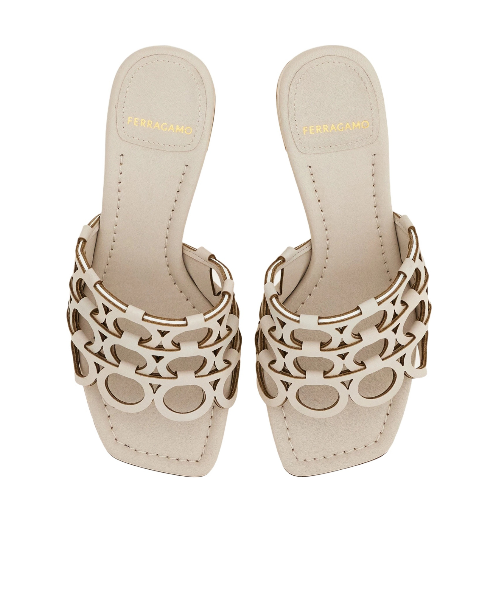 Ferragamo Erne 55 Leather Sandals In Gold