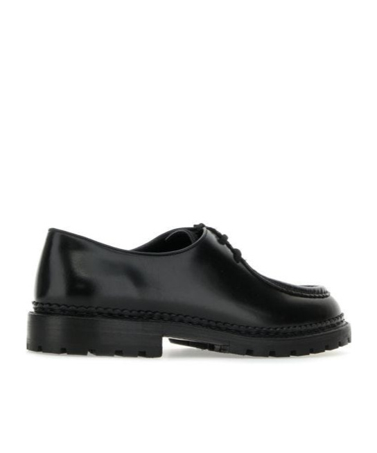 Saint Laurent Black Leather Lace-up Shoes In Black