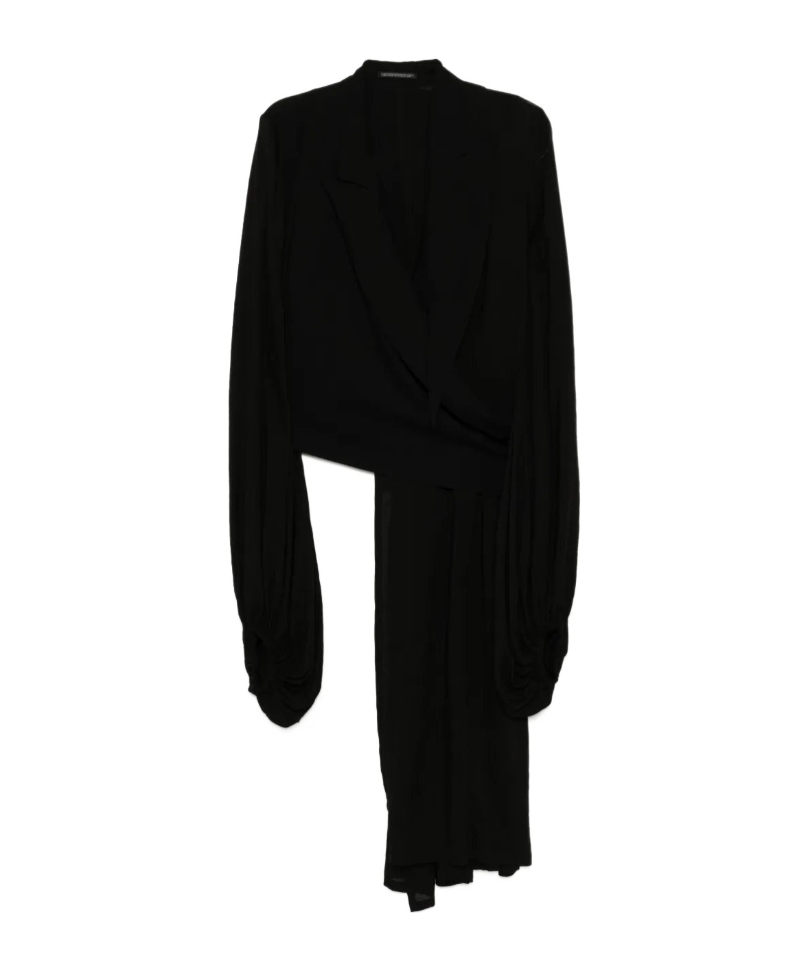 Yohji Yamamoto Balloon-sleeves Wrap Blazer In Black