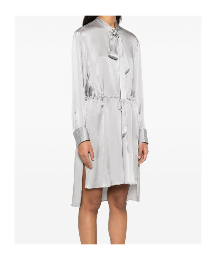Semicouture Grey 'rossana' Short Dress In Silk In White
