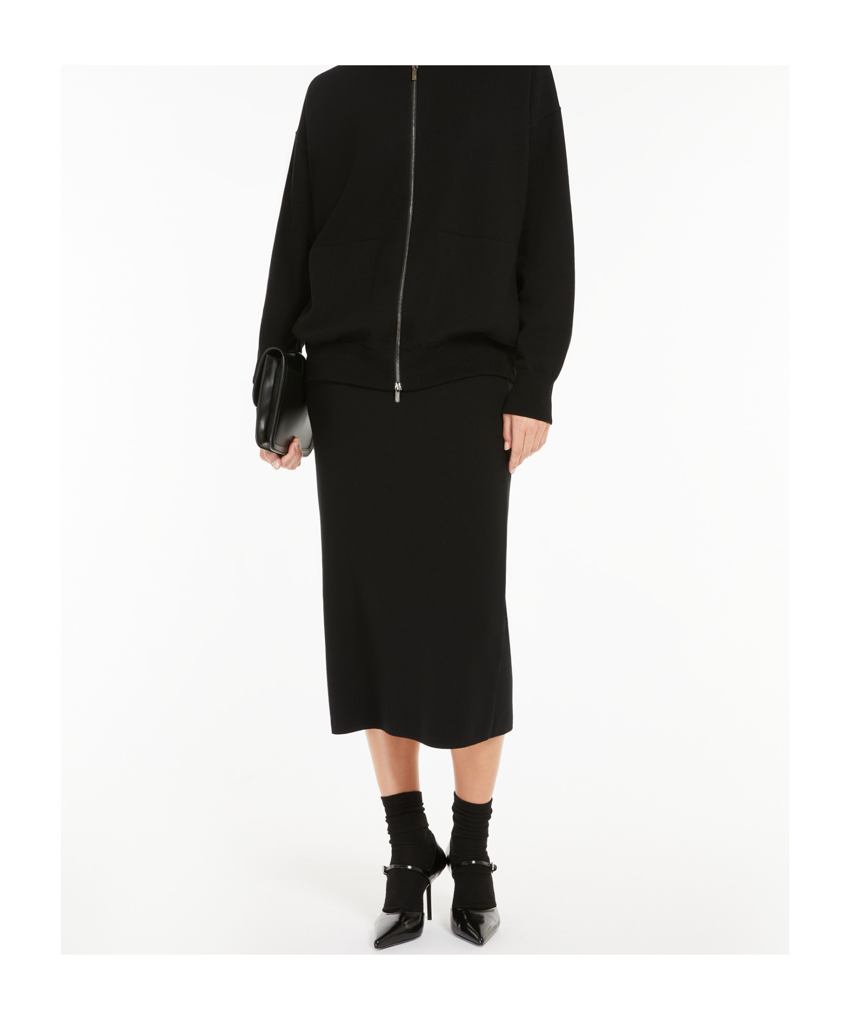 Max Mara Medium And Long Wool Pencil Skirt In Black